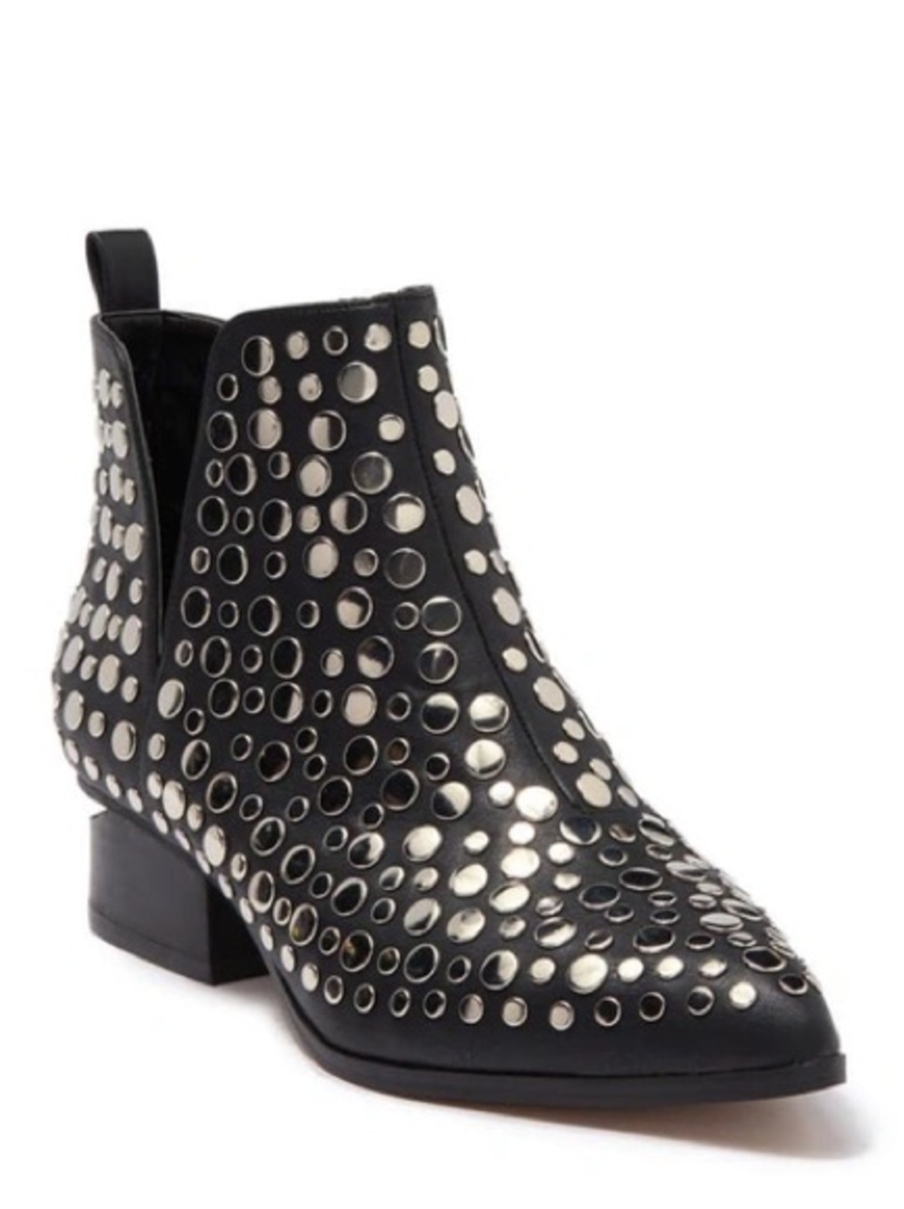 Renata Black Studded Leather Ankle Boots